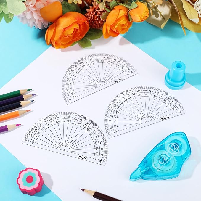Zonon 3 Pcs 4 Inch Clear Plastic Protractor Bulk Math Protractors Set 180 - Image 5