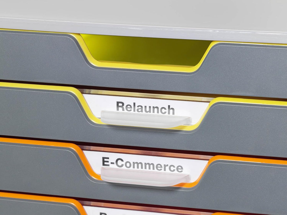 Durable Varicolor 10 Drawer Unit - Gray Desktop Drawer Set with 10 Color Code...