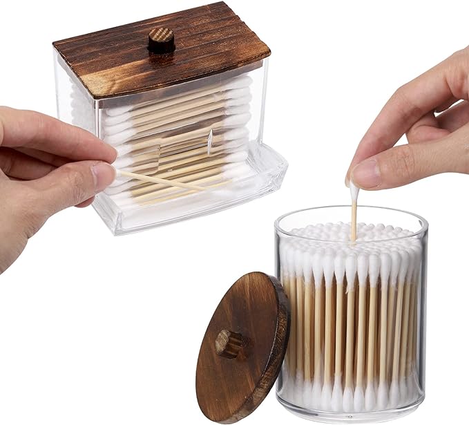 Tbestmax Qtips Holder Bathroom Container, 10 OZ Cotton Ball/Swabs Dispenser - Image 3