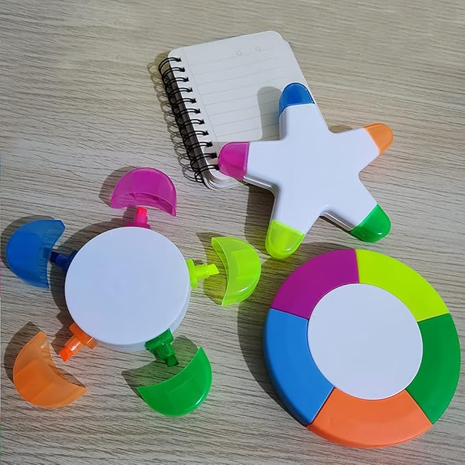 SunAngel 3 Pack Fluorescent Highlighter Pens Petals, Star Flower & Round Shape - Image 2