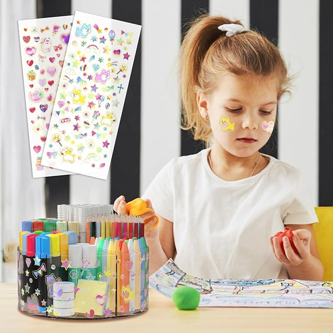 Acrylic Pen Holder with 2 Adhesive DIY Stickers, Desk Organizer Marker Holder - Image 8