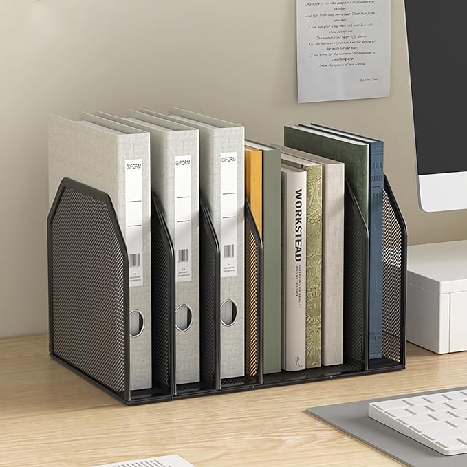 ASIFMTHOT 5 Vertical Desk Mail Organizer, Metal Mesh Desktop File Organizer - Image 4