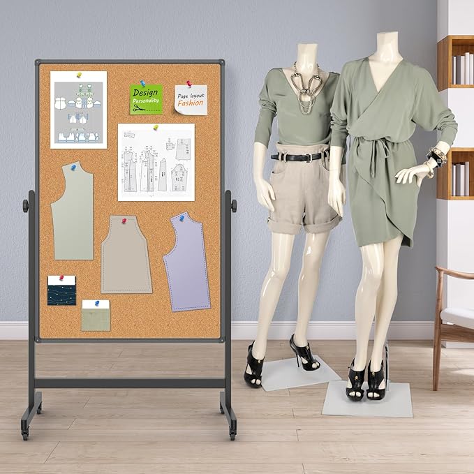 Double-Sided Corkboard Whiteboard, 32 x 48 Inches Dry Erase Board on Wheels - Image 7