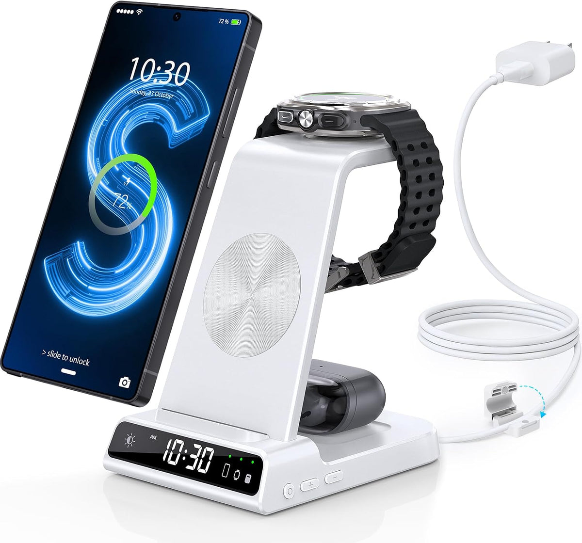 wireless charger for samsung s25 with clock 3, main product view