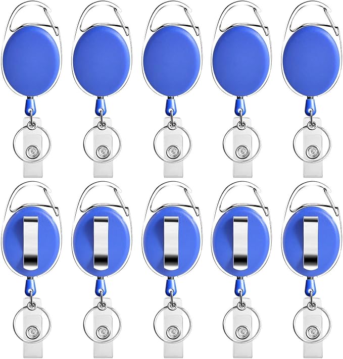 Retractable Badge Holder with Carabiner Reel Clip and Key Ring by moeverEx