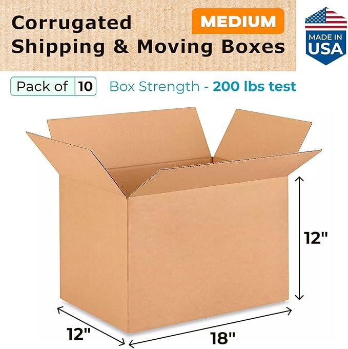 Medium Shipping & Moving Boxes 18x12x12 inches - Image 2