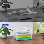 Samstar 4 Pack White Stackable Letter Paper Tray, Desk File Organizer Paper - Image 6