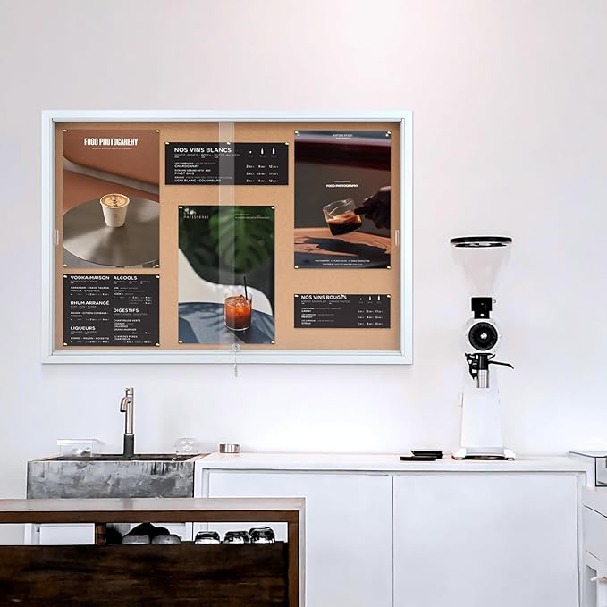 SWANCROWN Glass Enclosed Bulletin Board 48"x32", Locking Cork Board - Image 6