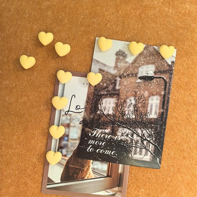 Aoxsie 28pcs Decorative Cute Push Pins Heart Yellow Thumbtacks Thumb Tacks - Image 3