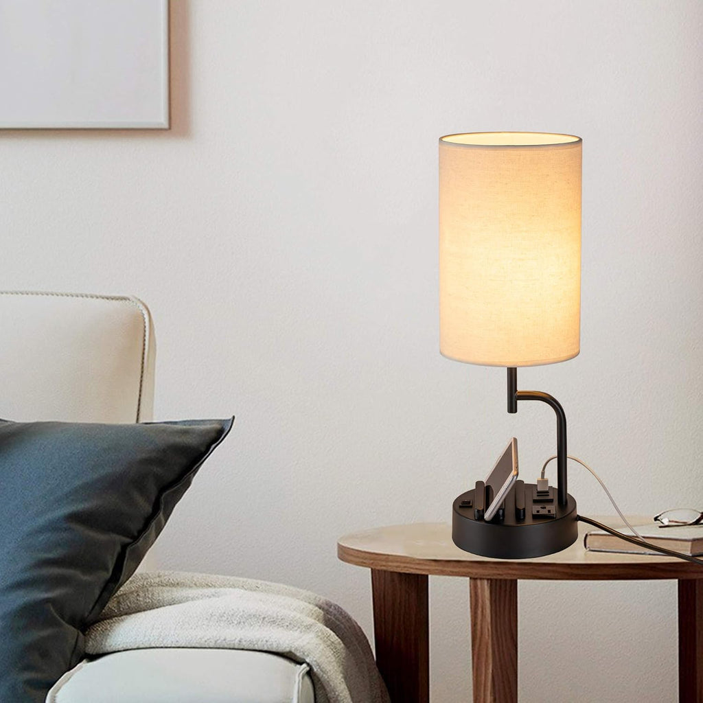 dreamholder table lamp with 3 usb charging ports on a desk or shelf