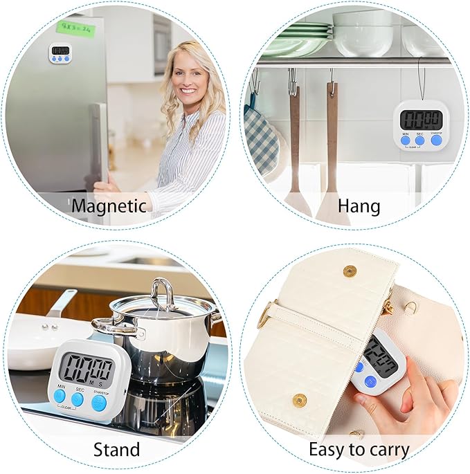 Weewooday 12 Pcs Digital Kitchen Magnetic Timer Bulk Classroom Count up - Image 4