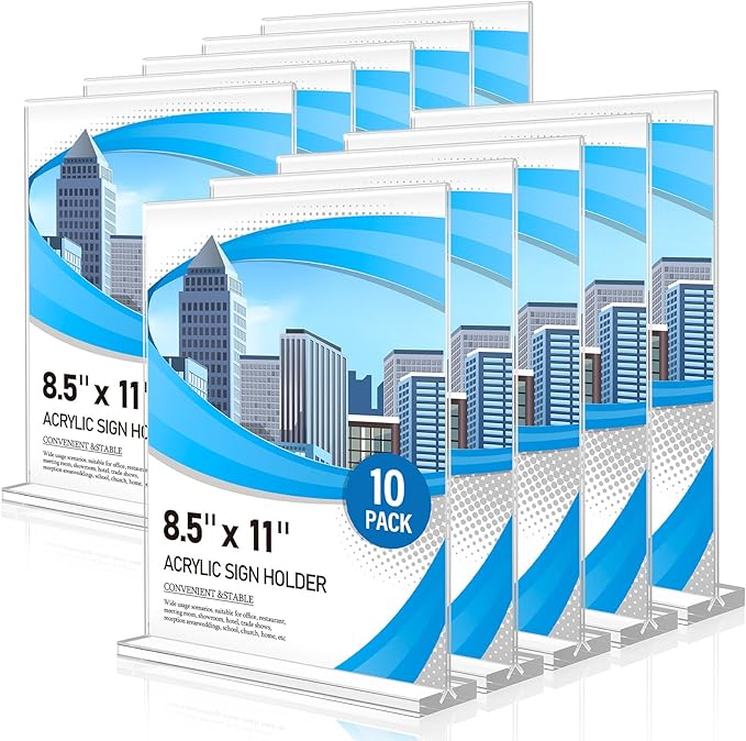 Eocnrhe Acrylic Sign Holder 8.5 x 11 10 Pack, Double-Sided Clear Sign Holder by Unknown