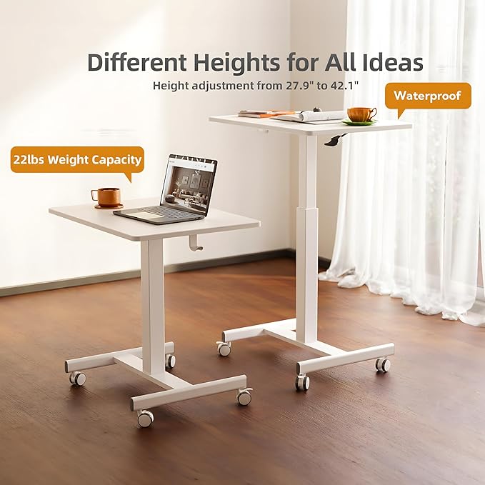 YDN Mobile Mobile Standing Desk, Adjustable Height Portable Laptop Desk - Image 4