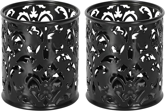 EasyPAG Black Pen Holder for Desk, 2 Pack Round Pen Organizer, Brush Holder for by EasyPAG