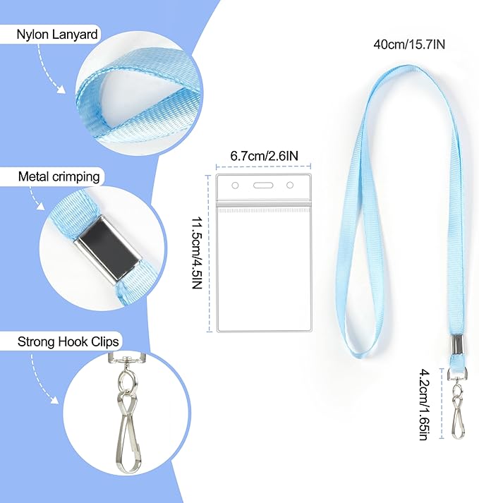 30 Pcs Lanyards for ID Badges, Waterproof Lanyard Card Holder for Carnival Sail - Image 2