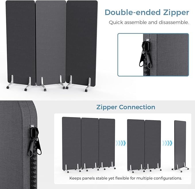 MORDEER 70.8" W x 63" H Freestanding Partition Room Dividers, Acoustic Panels - Image 7
