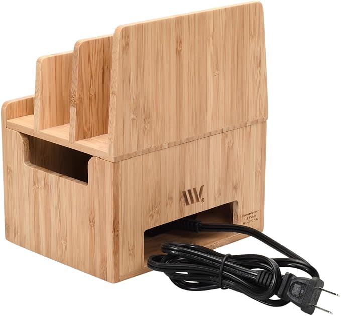 Bamboo Universal Multi Device Cord Organizer Stand and Charging Station - Image 4