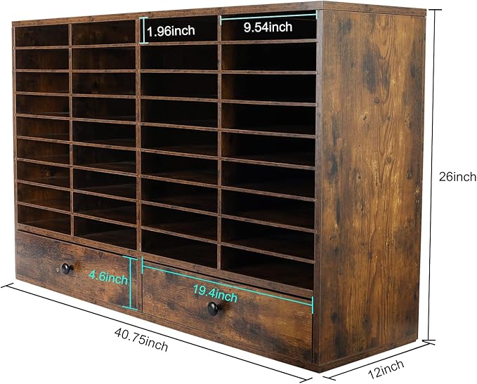 PAG Mail Sorter Organizer, Wood Literature Organizer, Student Mailbox - Image 4
