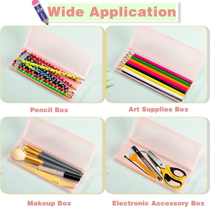 Fainne 24 Pcs Plastic Pencil Case Bulk Pencil Boxes Plastic Stationery Case - Image 5