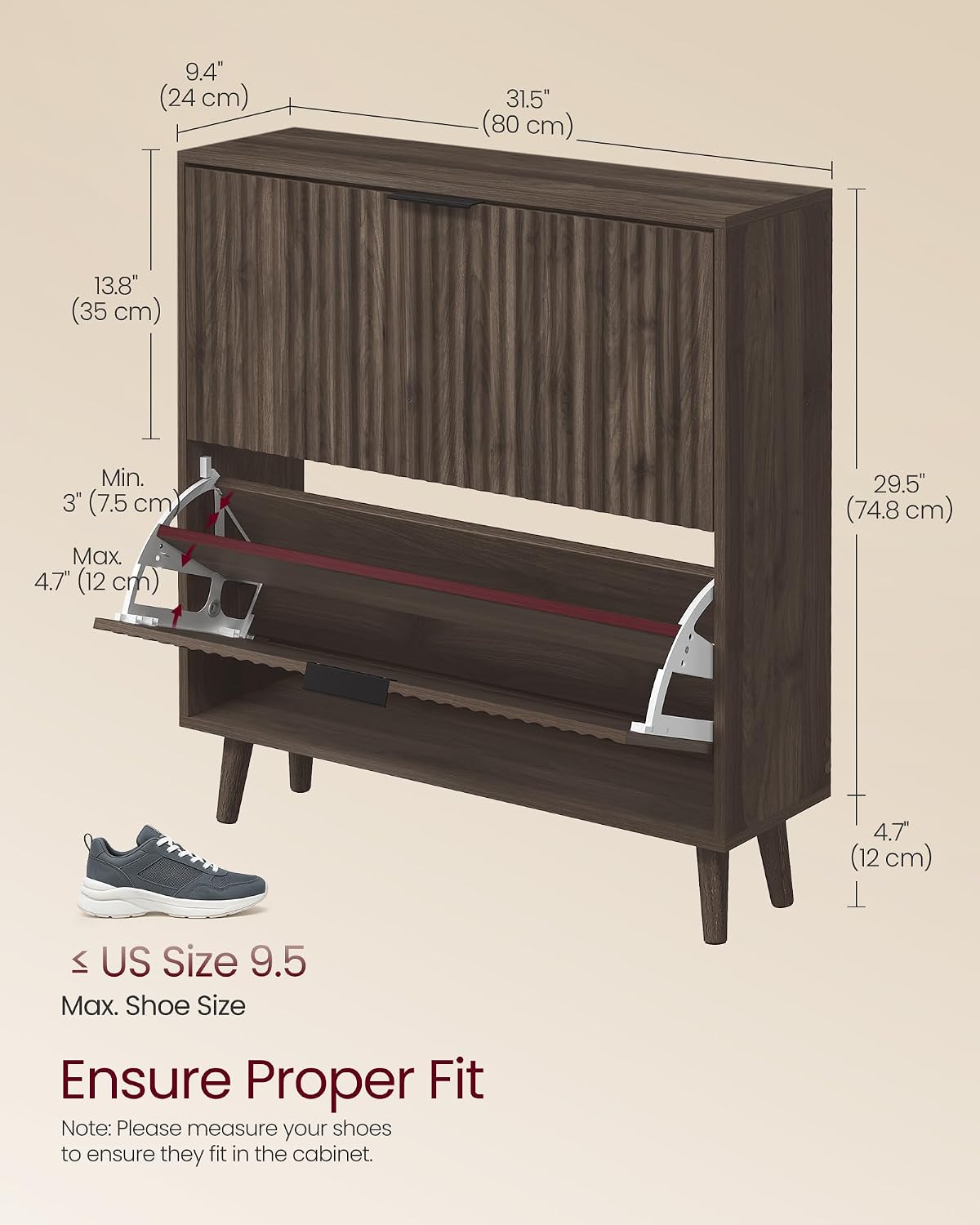 VASAGLE MAXE Collection - Shoe Storage Cabinet with 2 Flip Drawers, Freestand...