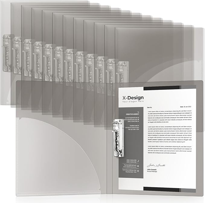 Teling 12 Pack Punchless Clamp Binder Folder 8.5 x 11 Inch Ringless Binder Holds by Teling