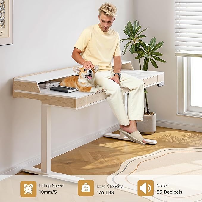 Standing Desk With Drawers, 55x23.6 Inch Electric Stand Up Workstation With - Image 7