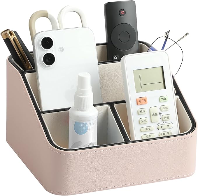 MEIBOOCH Remote Control Holder, PU Leather Small Desk Organizer by MEIBOOCH