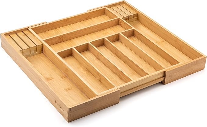 Bamboo Drawer Organizer with Knife Blocks - Image 4