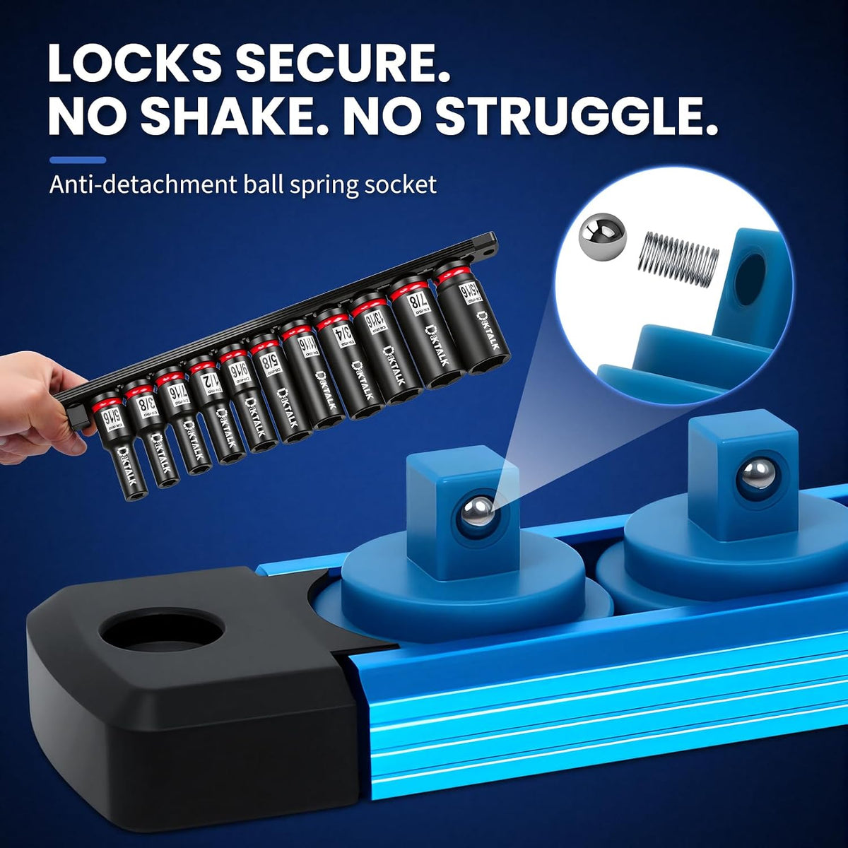 8PC Magnetic Socket Organizer Set, for 1/2″ 3/8″ 1/4″ Drive with 3 Black 3 Re...