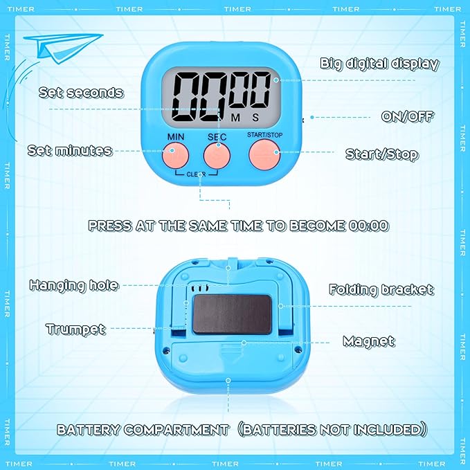 Mwellewm 24 Pcs Digital Timers for Classroom Kitchen Timers for Cooking Small - Image 6