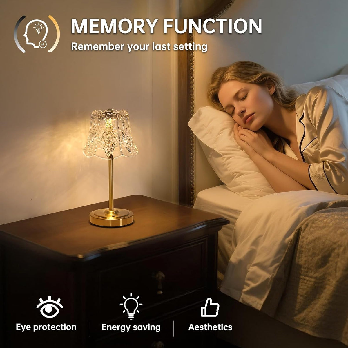 Shenmoyl Cordless Touch Table Lamp with 5200mAh Battery - 3 Adjustable Color ...