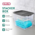 Sterilite 12-Pack Modular Stacker Box, Durable Clear Plastic Storage Bins - Image 4