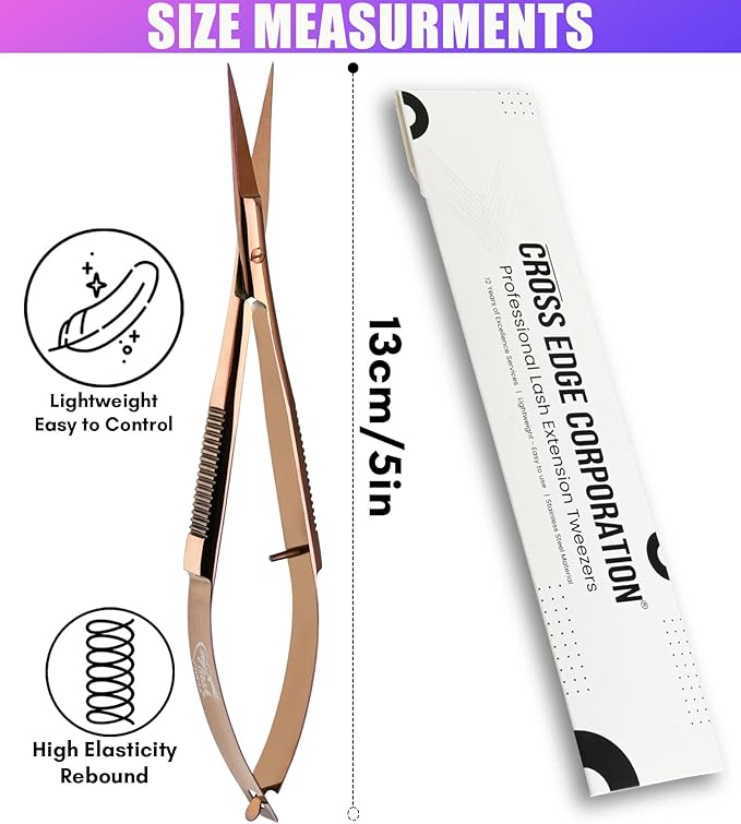 Cross Edge Spring Scissors 5 Inch straight Stainless Steel Precision Eyebrow & - Image 4