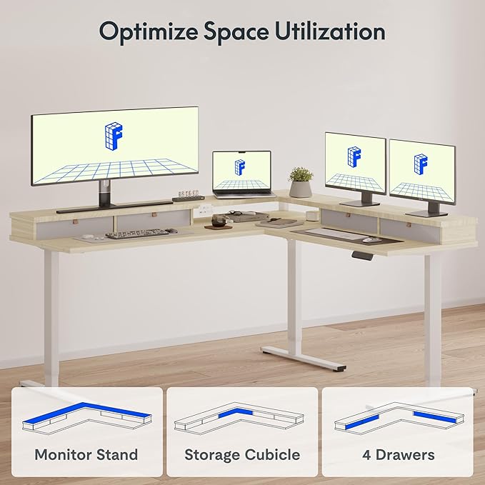 FLEXISPOT 71" L Shaped Standing Desk Electric Corner Table - Image 5
