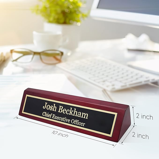 Business Wood Name Plate for Desk | Custom Desk Name Plate Personalized Gift - Image 2