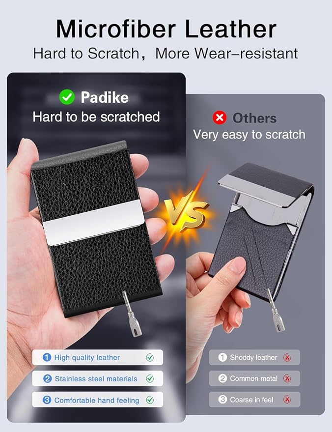 Padike Professional Business Card Holder PU Leather Business Card Case Name - Image 3