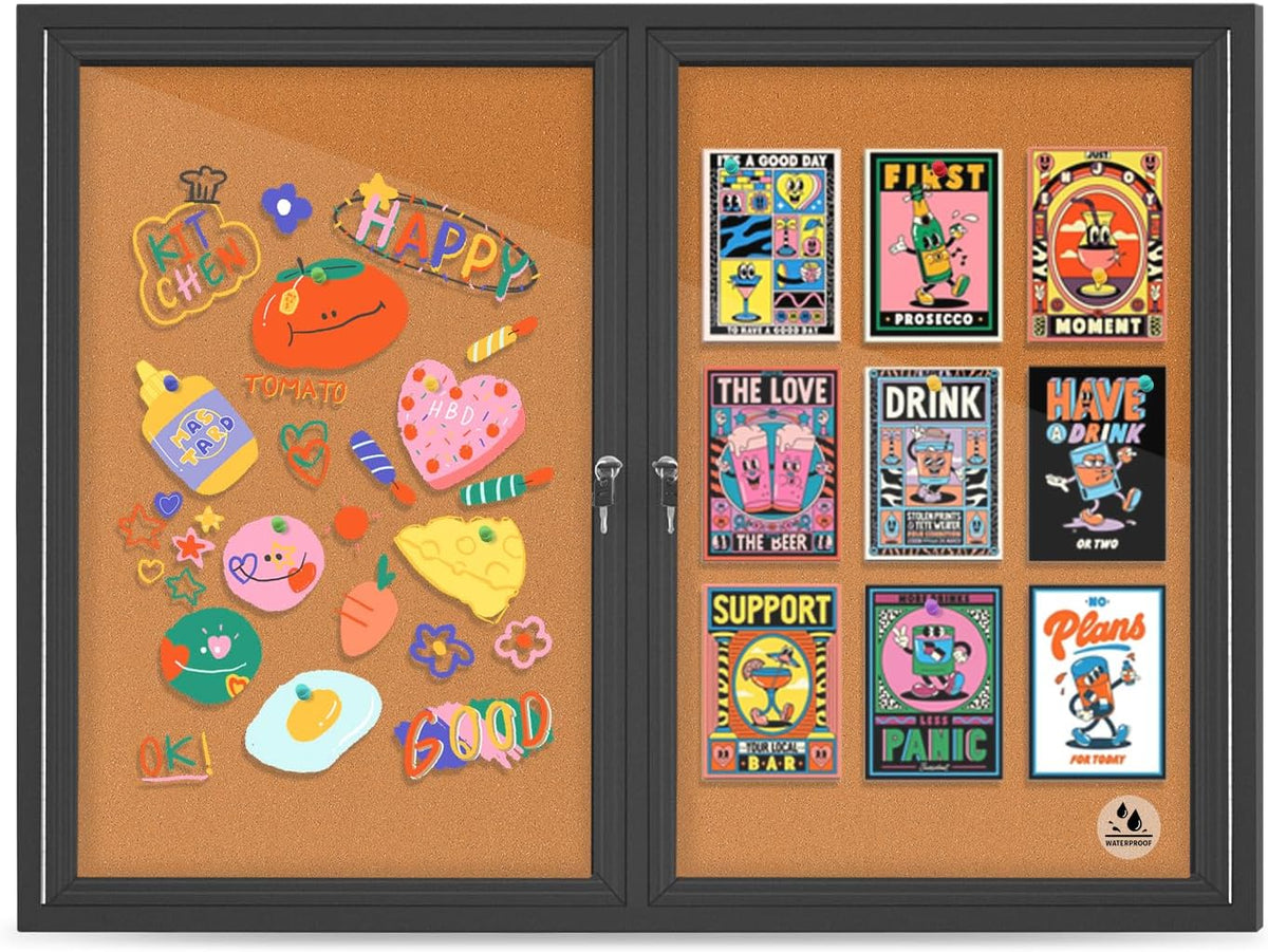 Outdoor Enclosed Bulletin Board Weatherproof Bulletin Board with Locking Door...