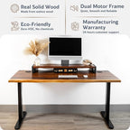 Standing Desk with Monitor Stand – Walnut Solid Wood Desk, Natural Live Edge - Image 4