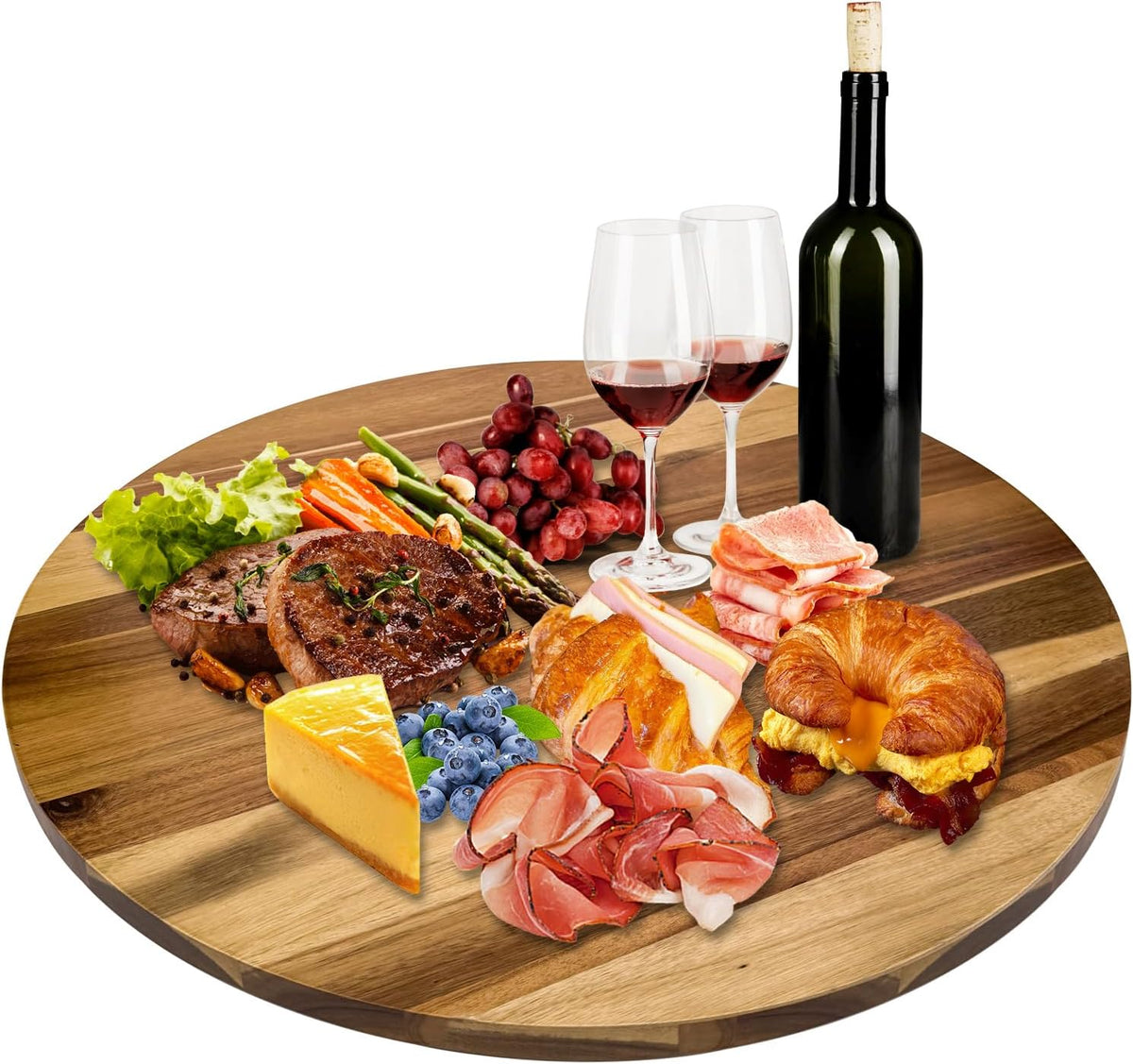 20'' Acacia Wooden Lazy Susan for Table Top,Large Lazy Susan for Dini...