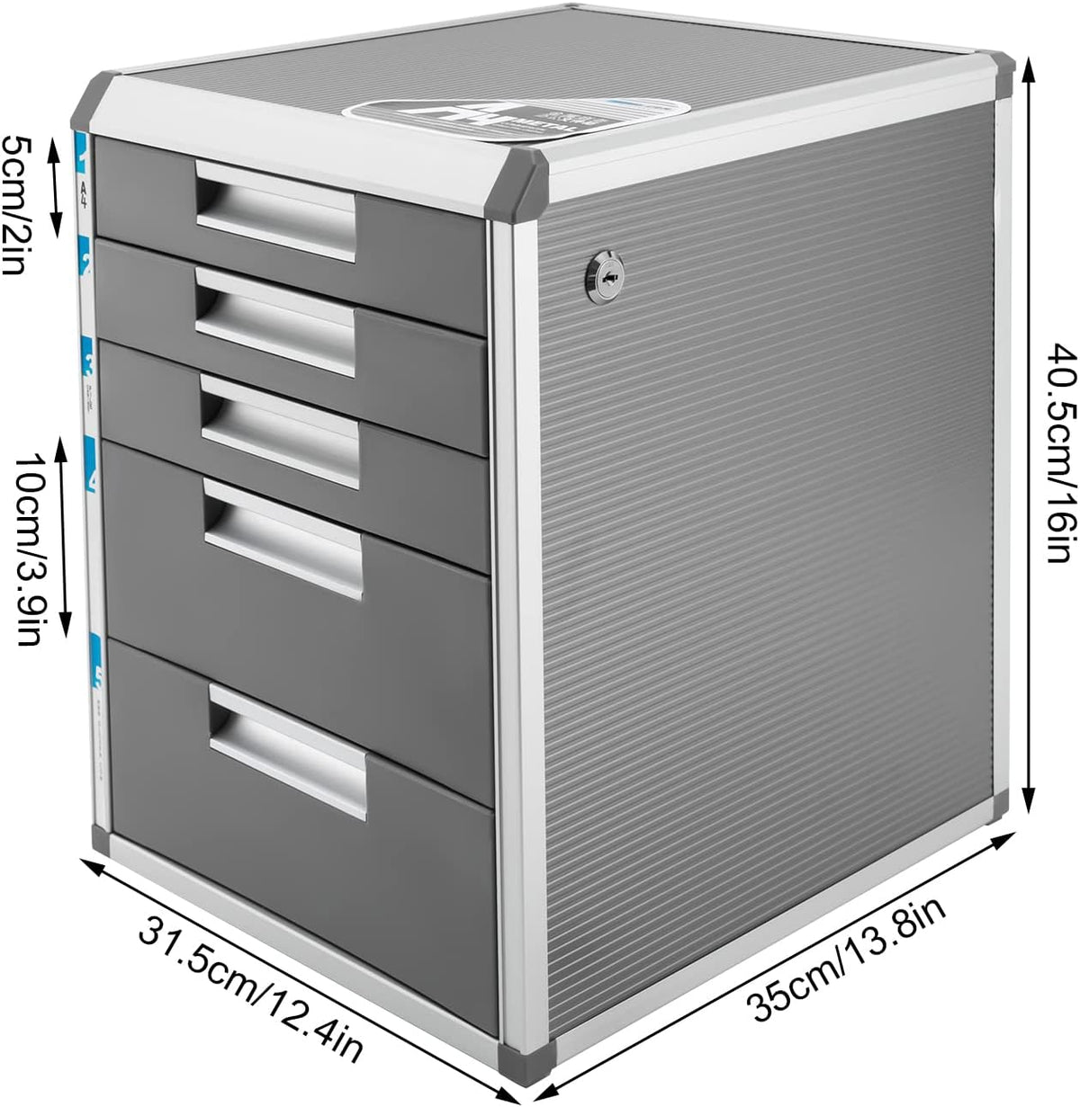 5 Drawer File Sorters, Desktop Drawer Paper Organizer with Label and key