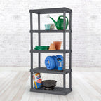 sterilite 5 shelf unit, heavy-duty plastic storage &, front angle view