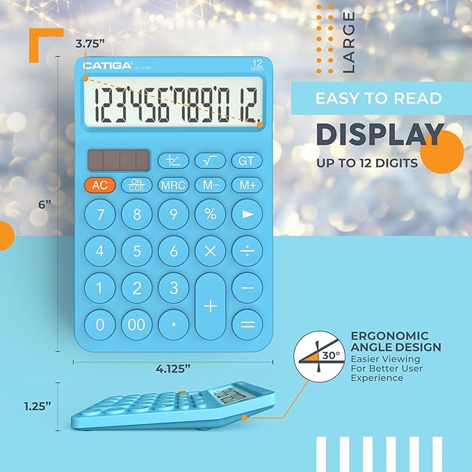 CATIGA 12 Digit Desktop Calculator Basic Desk Calculator - Image 4