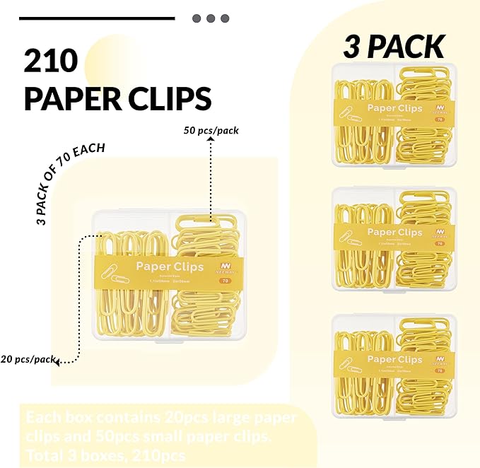 NEEWAY Colorful Paper Clips Assorted Sizes, Small and Large Paper Clips - Image 3