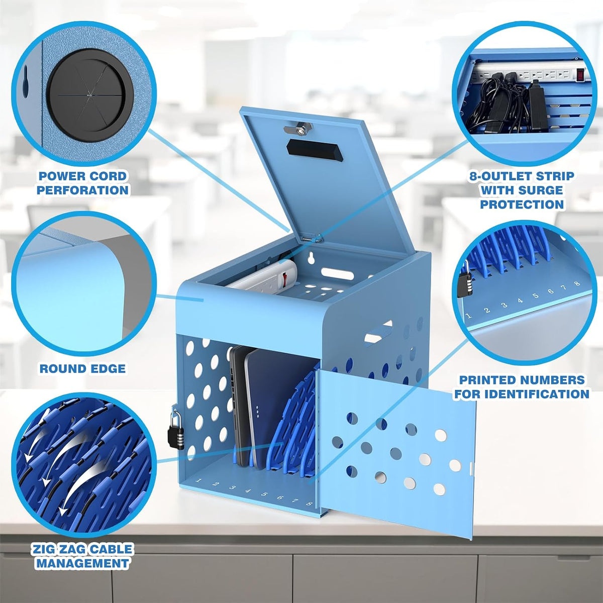 POCHAR 8-Unit Charging Cabinet for Chromebooks & Tablets Up to 14" S...