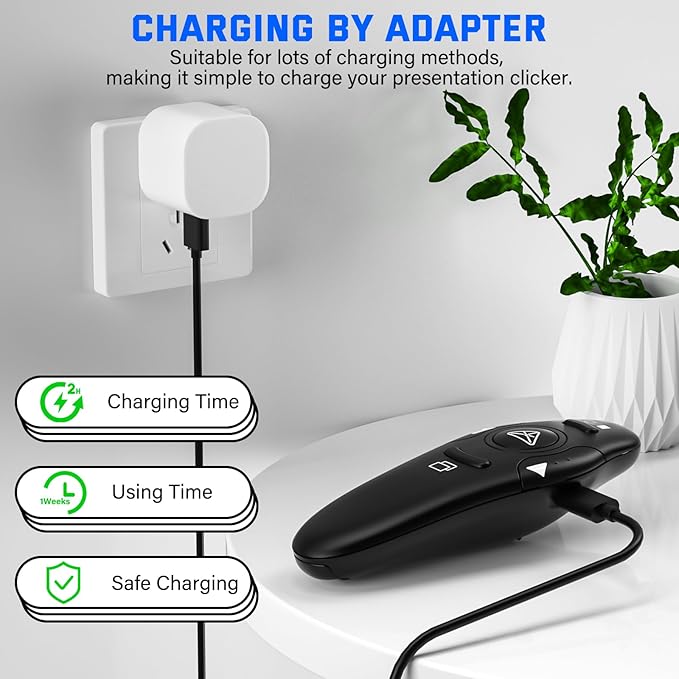 Presentation Clicker, Rechargeable Pointer, 2-in-1 USB Type C Powerpoint Clicker - Image 3