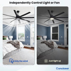 modern ceiling fans with lights, 72 inch ceiling, front angle view