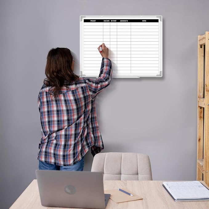 Lincia 24 x18 Project Planning Board Aluminum Frame Dry Erase Board - Image 5