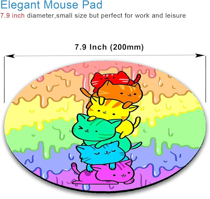 IMAYONDIA Funny Cute Cat Round Mouse Pad Small, Animal Mouse Pads - Image 2