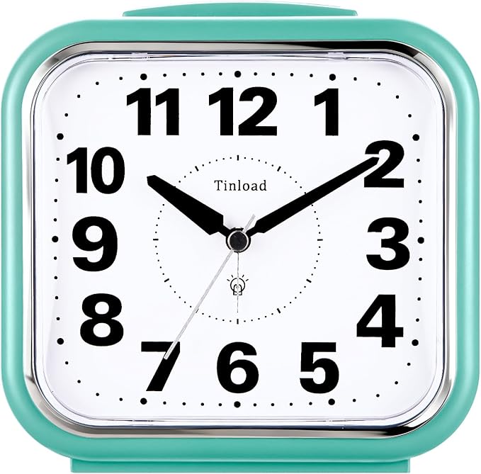 Tinload 5.5" Large No Ticking Analog Alarm Clock, Silent Readable by Tinload