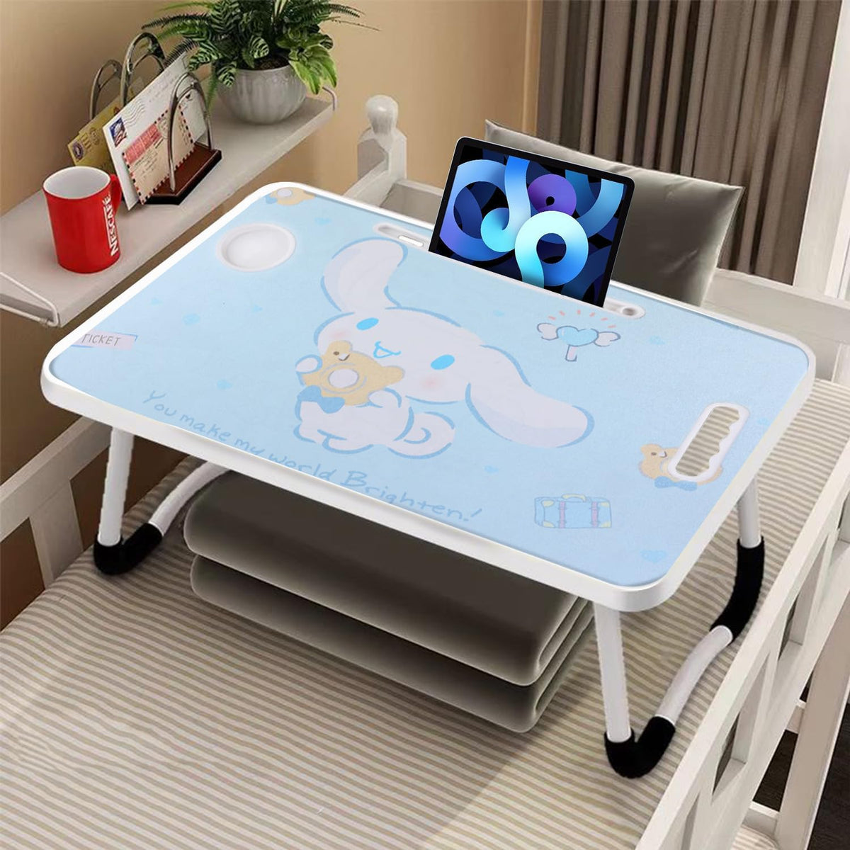 Laptop Desk Foldable Kawaii Bed Desk Table Cute Folding Breakfast Tray Portab...
